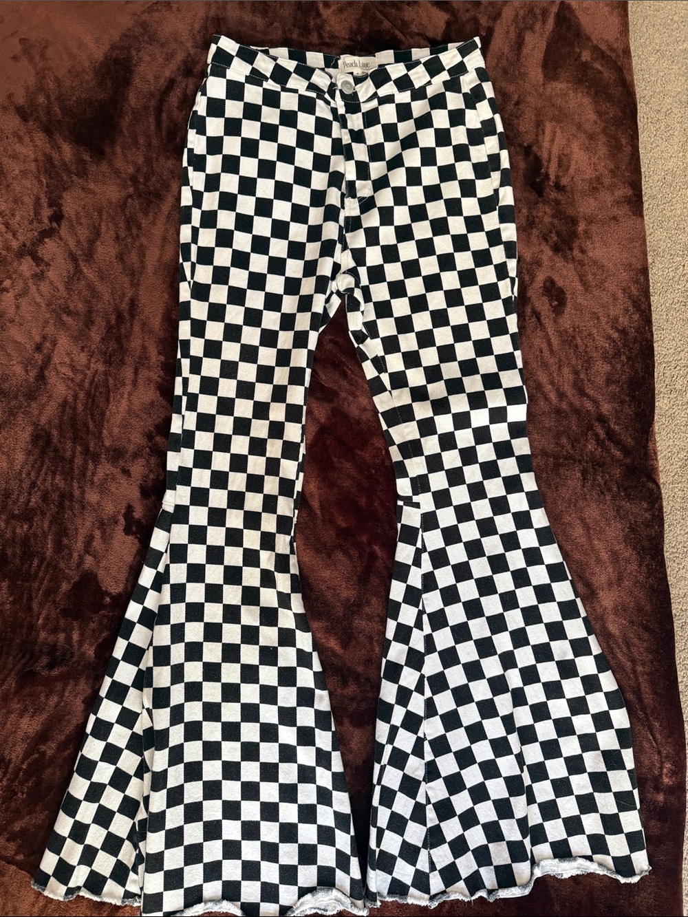 Black & White Checkered Flare Pants